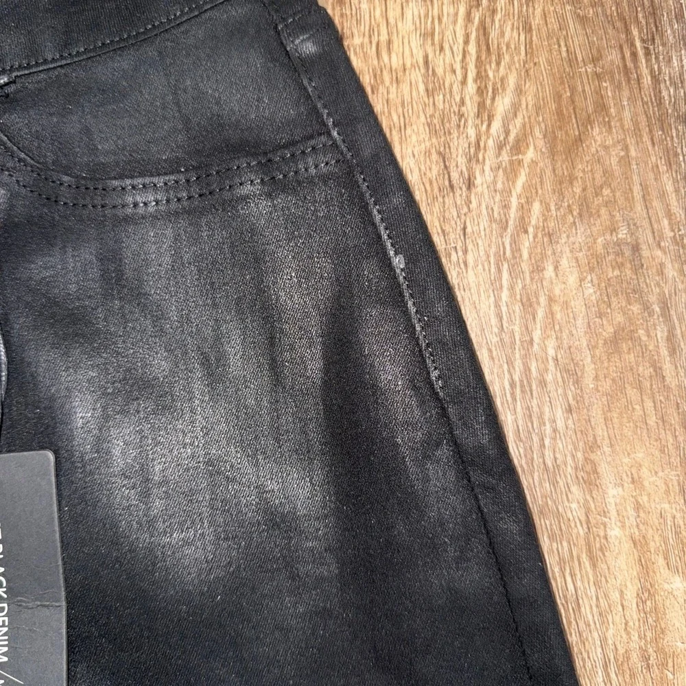 Just Black Denim Women‎ Coated Black Mini Skirt CD211K High Rise Size L NEW